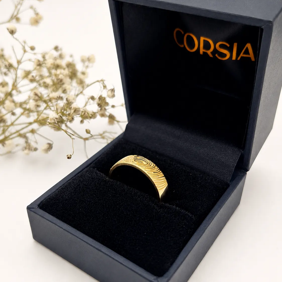 Anillo personalizado alianza con huella Corsia