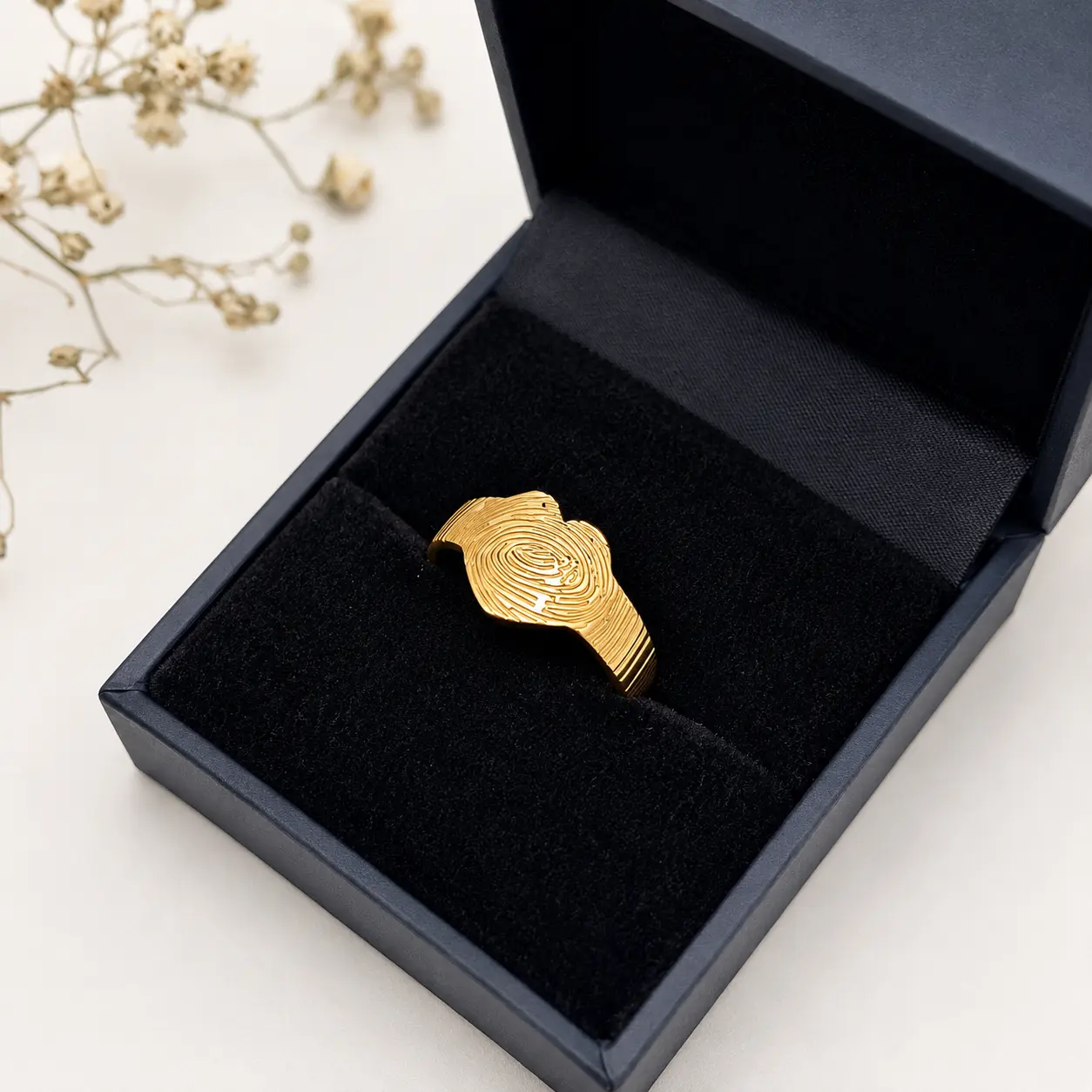 Anillo personalizado anillo con huella con forma corazón corsia