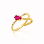 Anillo con doble brazo, rubí y brillantes corsia