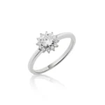 Anillo rosetón de oro blanco con diamantes corsia