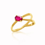 Anillo con doble brazo y rubí corsia