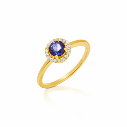 Anillo zafiro y brillantes oro amarillo