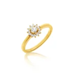 anillo con rosetón de brillantes en oro amarillo corsia
