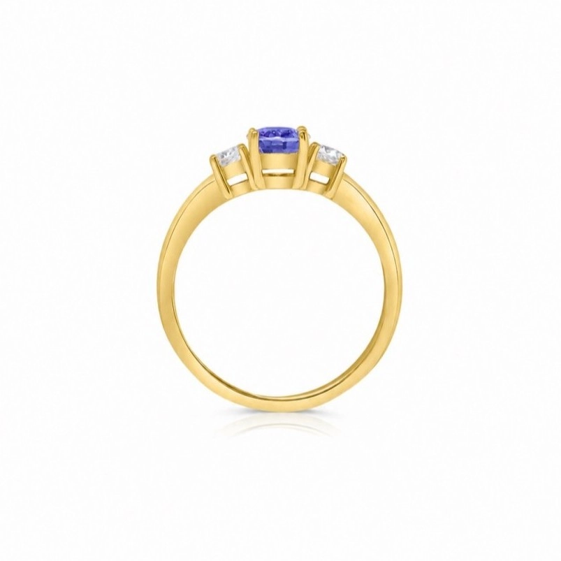 Anillo con tanzanita oval con dos diamantes Corsia-1