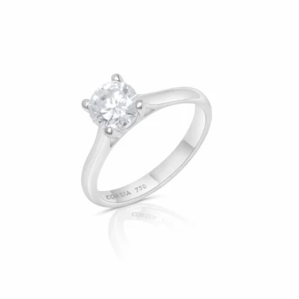 Anillo solitario de oro blanco 1 quilate corsia