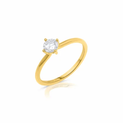 Anillo de oro amarillo con brillante 0,35 montura alta corsia (1)